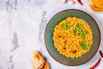 Lentil soup (Masoor Dal or Dal Tadka Curry)