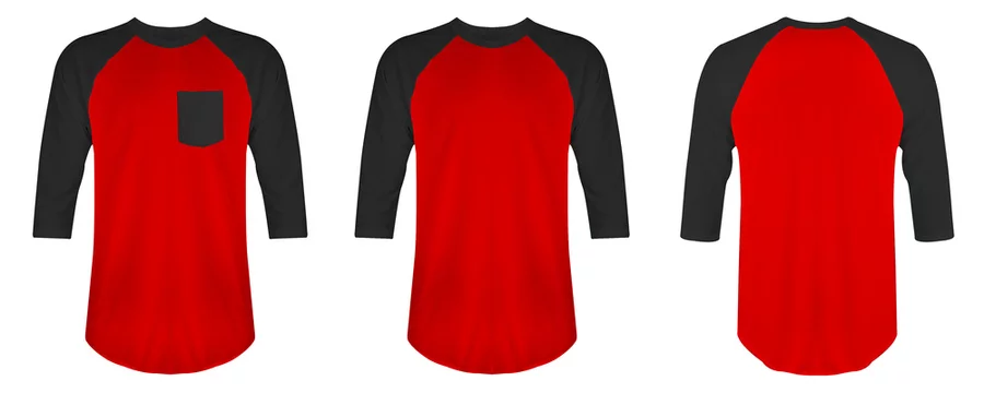 Download Blank T Shirt Raglan 3 4 Sleeve Bundle In Front And Back View Isolated On White Background Eady For Your Mockup Design Stock Photo Adobe Stock