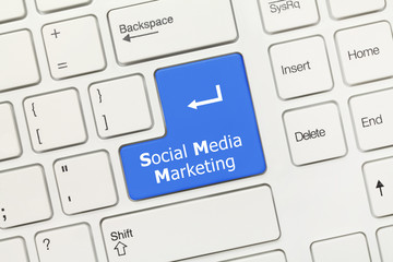 White conceptual keyboard - Social Media Marketing (blue key)