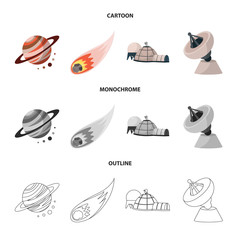 Isolated object of astronomy and technology  symbol. Collection of astronomy and sky stock symbol for web.