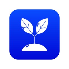 Plant sprout icon blue vector isolated on white background
