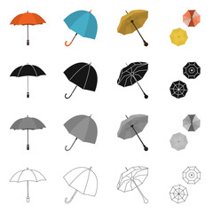 Isolated object of protection and closed logo. Collection of protection and rainy vector icon for stock.