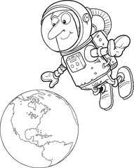 Astronaut flying around the earth