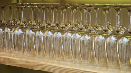 shelf with wine glasses