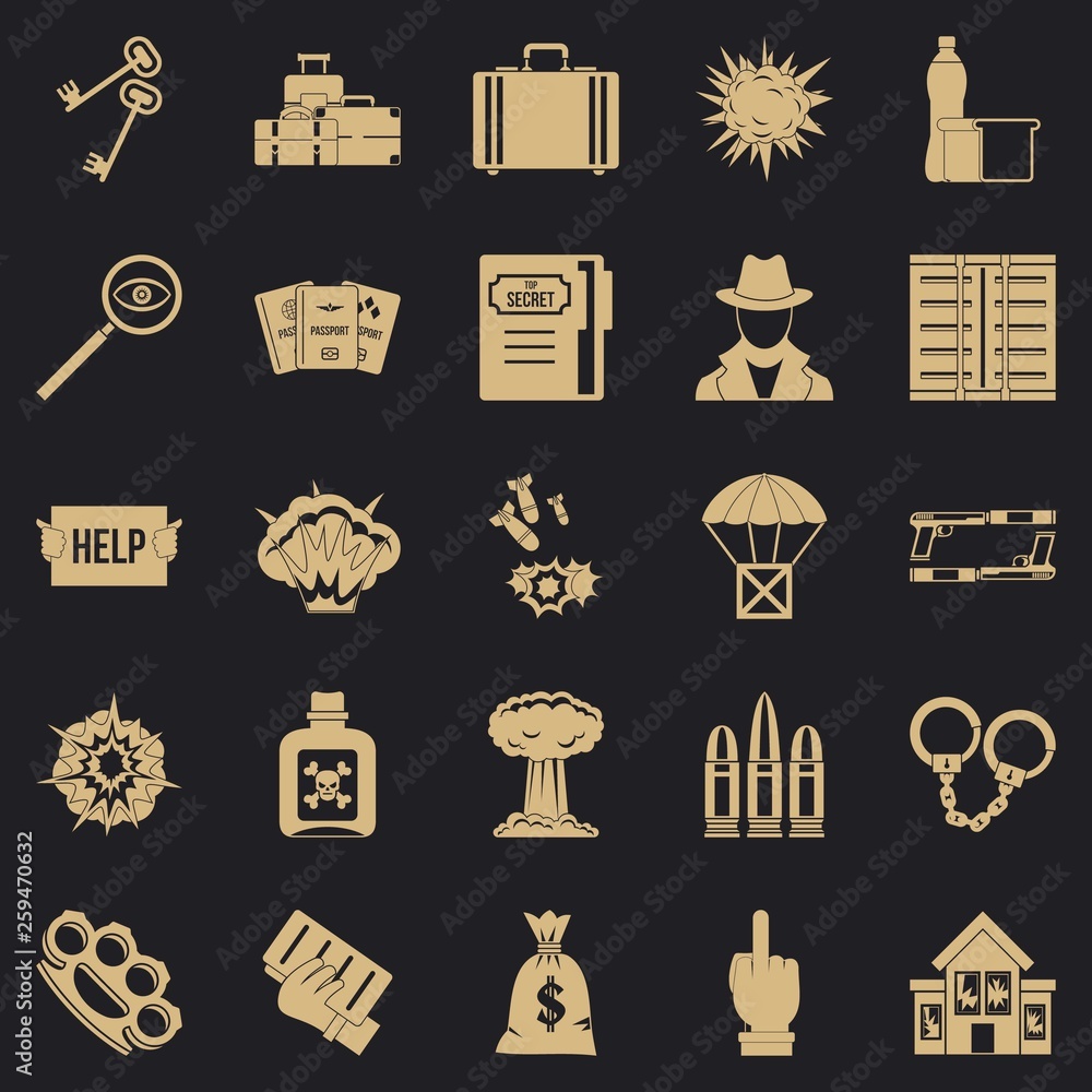 Poster blame icons set. simple set of 25 blame vector icons for web for any design