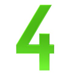 4 number four fourth green 3d render sign symbol icon isolated on white background