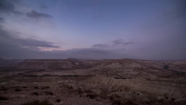 Zin Valley,Negev Desert, Israel Night to Day Timelapse
