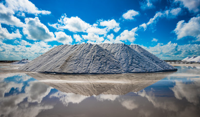 Natural sea salt producing in Las Coloradas, Yucatan, Mexico