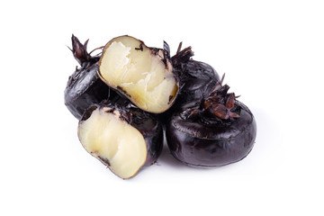 Boiled water chestnuts isolated over white background