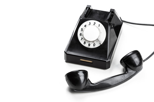 old telephone isolated on white background