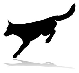 A detailed animal silhouette of a pet dog