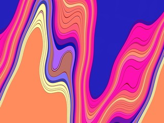 Vivid shapes, fluid colorful lines on abstract colorful background