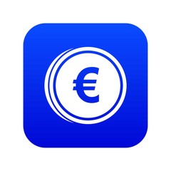 Euro coins icon digital blue for any design isolated on white vector illustration