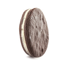 Fototapeta premium Tasty chocolate cookie on white background
