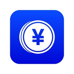 Obraz premium Coin yen icon digital blue for any design isolated on white vector illustration