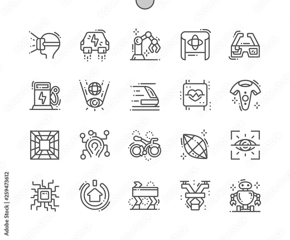 Poster technologies of the future well-crafted pixel perfect vector thin line icons 30 2x grid for web grap