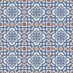 Wall murals Portugal ceramic tiles Gorgeous seamless pattern from tiles and border. Moroccan, Portuguese, Mexican, Arabic, Azulejo ornaments. Can be used for wallpaper, pattern fills, web page background,surface textures.