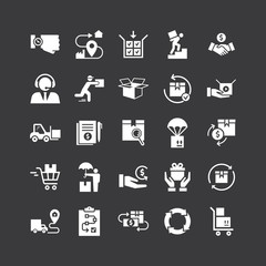 Fast delivery logistic icons big set in flat style.