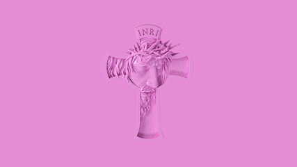 Pink Jesus Cross 3d illustration 3d render
