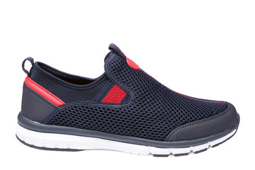 blue sneaker fabric mesh, on a white background, sports shoes