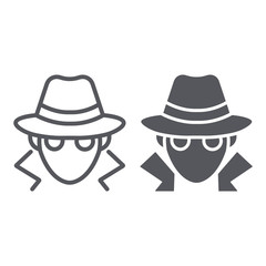 Fraud line and glyph icon, anonymity and agent, spy sign, vector graphics, a linear pattern on a white background.
