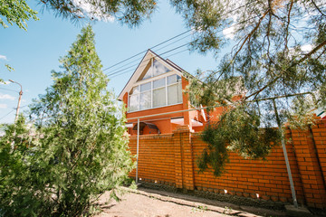 Large two-story brick residential country house