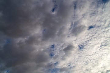 Clouds against the blue sky as a background