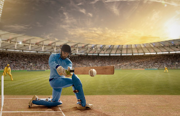 Left handed batsman in action in a Day & Night Cricket Match	