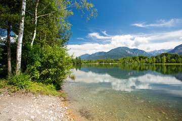 Mountain lake view. Ferlacher Badesee