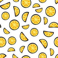 Slices fresh lemon on white background pattern