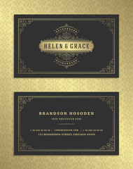 Luxury business card and golden vintage ornament logo vector template.