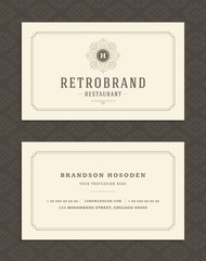 Naklejka na ściany i meble Luxury business card and vintage ornament logo vector template.