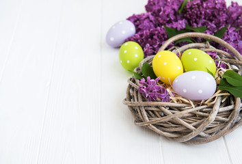 Obraz na płótnie Canvas Nest with easter eggs