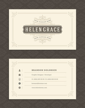 Luxury Business Card And Vintage Ornament Logo Vector Template.