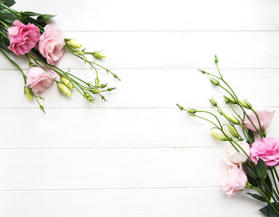 Fresh pink eustoma flowers