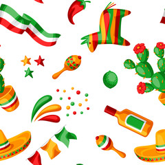 Mexican Cinco de Mayo seamless pattern.