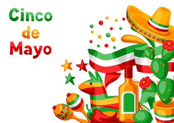 Naklejka premium Mexican Cinco de Mayo greeting card.