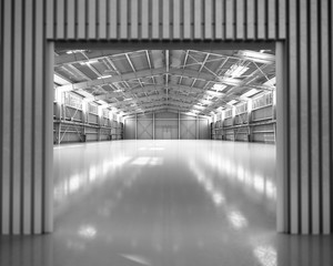 empty Hangar delivery warehouse 3d render illustration