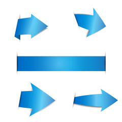 Blue arrow stickers on white background