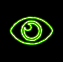 green neon symbol eye
