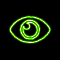 green neon symbol eye