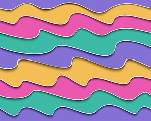 Trendy color wave pattern. Paper cut 3d wave illustration. Seamless vector background.
