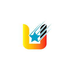 Letter U Star Logo Template Fast Star Motion