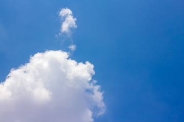 The blue sky has white clouds.