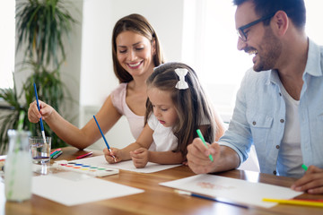 Happy family having fun time at home