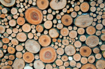 Background of folded pile of firewood