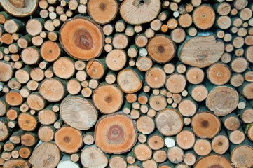 Möbelaufkleber Background of folded pile of firewood © physyk