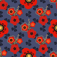 Seamless colorful pattern. Abstract poppy flower. - 259481405