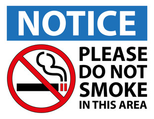 No Smoking Notice Sign. No cigarette Warning signage. Letter scale Vector design illustration.