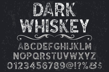 Naklejka premium Font alphabet Script Typeface handcrafted handwritten vector label design old style.Shadow Effect